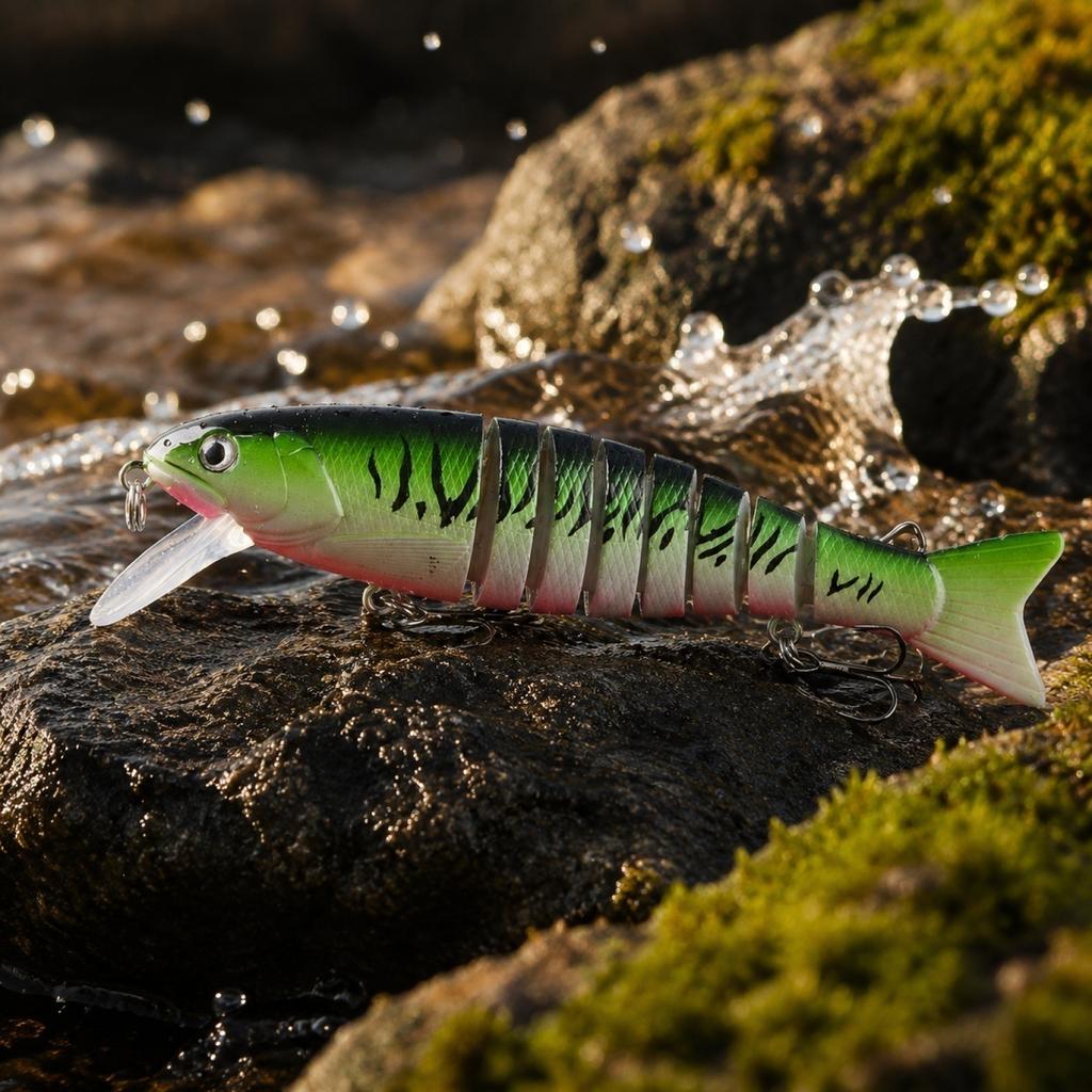 Mehrgelenkiger 7-Segment-Minnow-Köder für das Felsenangeln 10,5 cm 17,3 g mit 6# Haken Künstlicher Hartköder für Süßwasser- und Salzwasserfischerei