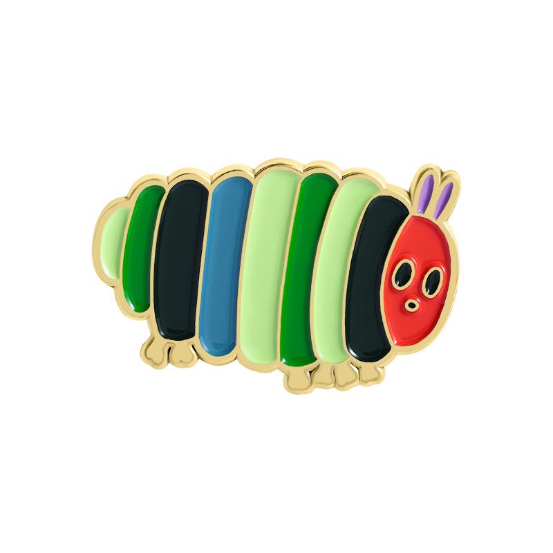 Apple Borer Enamel Pins Custom Caterpillar Turns Into Butterfly Brooches Lapel Badges Clothes Funny Jewelry Gift for Friends