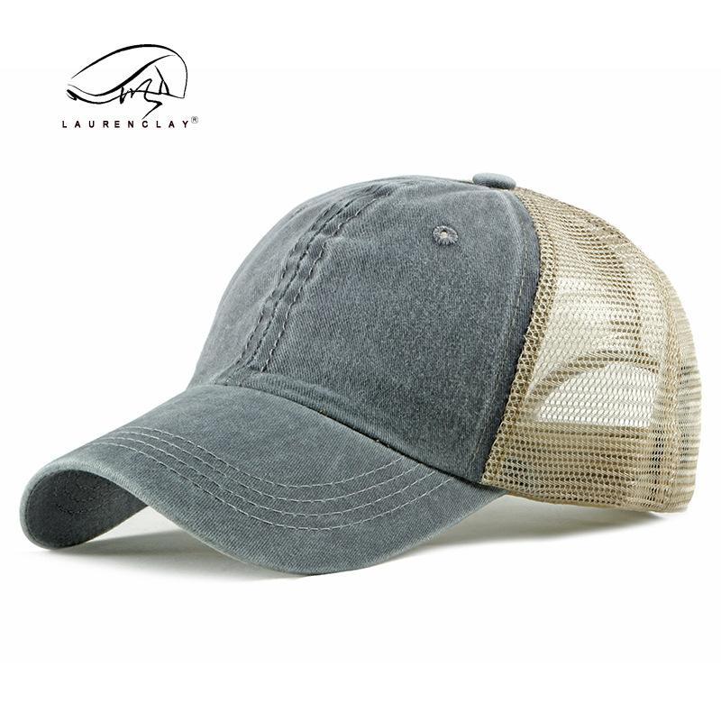 Spring and summer thin breathable mesh baseball cap men's fashion washed cotton cap sun protection visor beach
