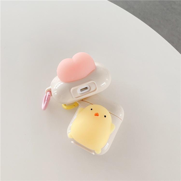 Decompression Cute Chick Airpodpro 3Rd Generation Transparent Case Airpods1/2Nd Generation Bluetooth Headset Protective Case Creative
