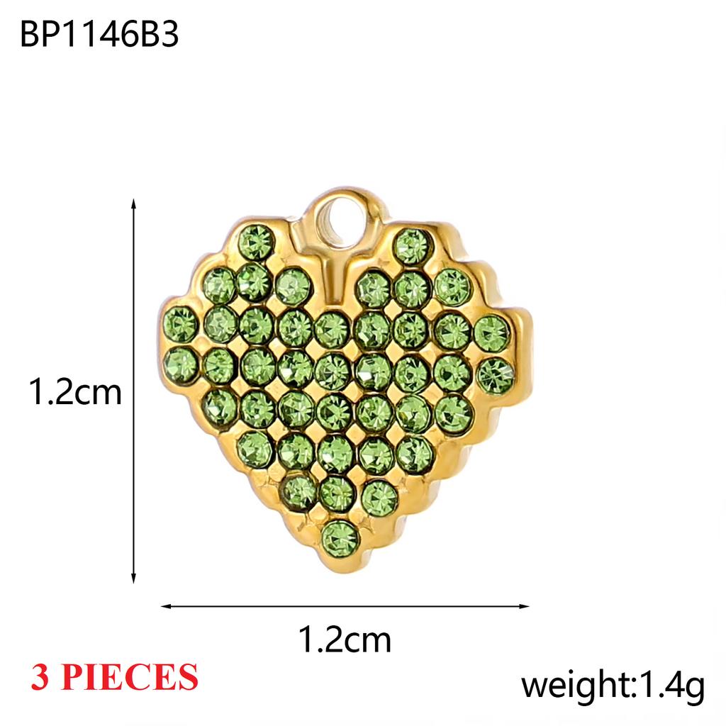 3PCS/LOT CARLIDANA Colorful Enamel Charms Gold Plated Stainless Steel Heart Moon Flower Zircon Pendants DIY Jewelry Making