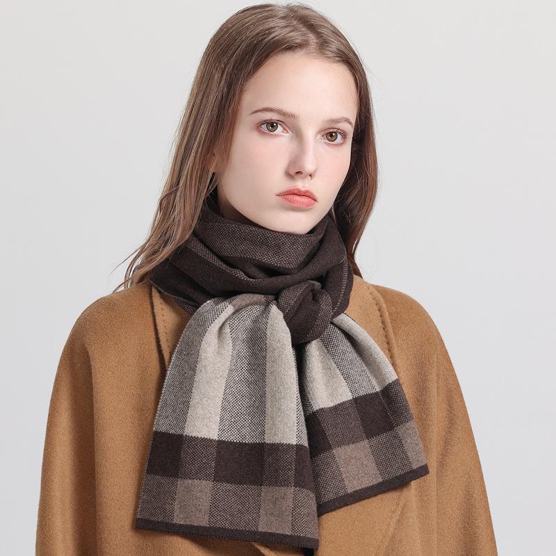 

New high-end versatile cashmere small scarf women s autumn and winter college style warm and white knitted scarf couple scarf темно-синього кольору