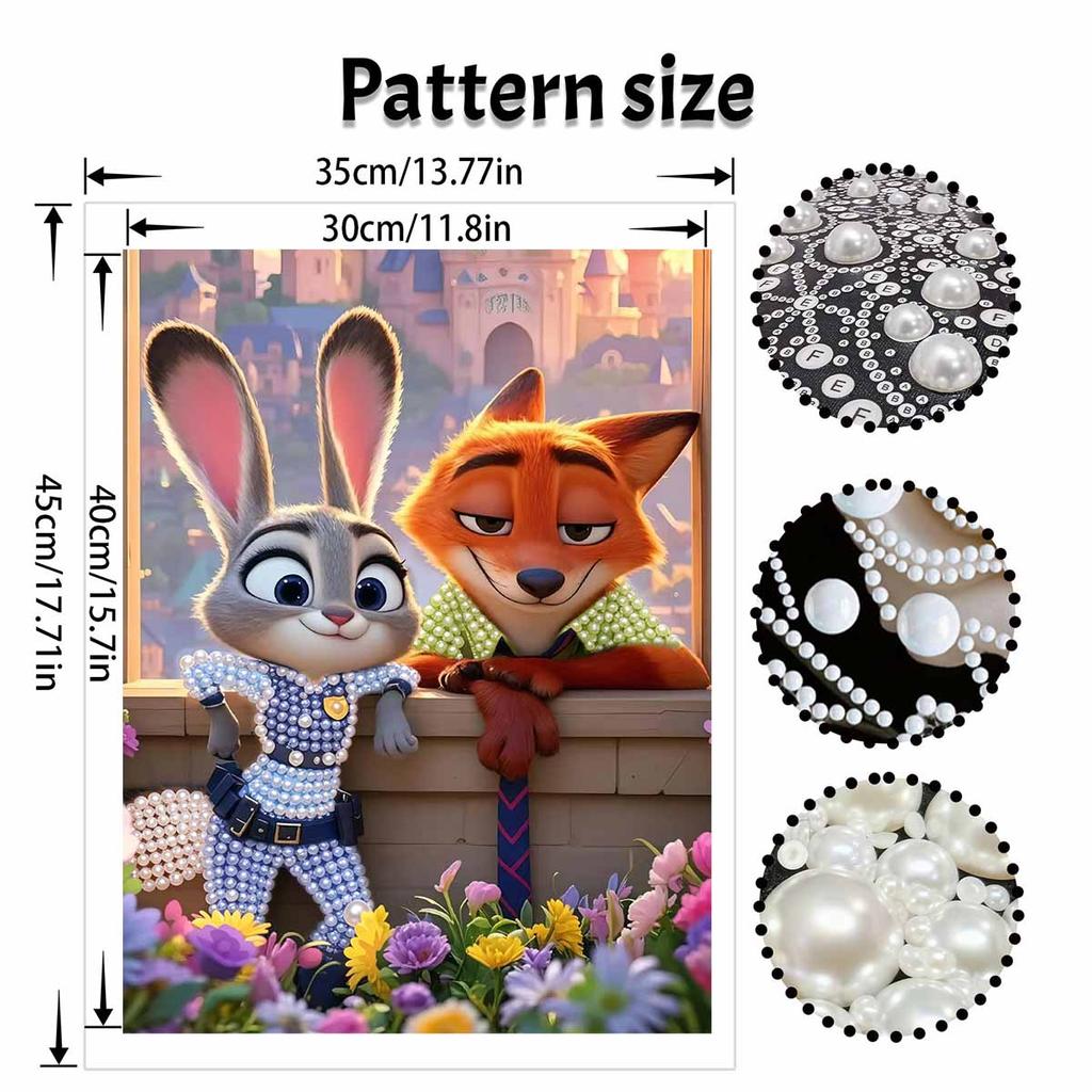 Disney Pearl Painting DIY Zootopia Judy and Nick Pearl Art Painting Pearl Gem Painting, Home Wall Decoration Crafts