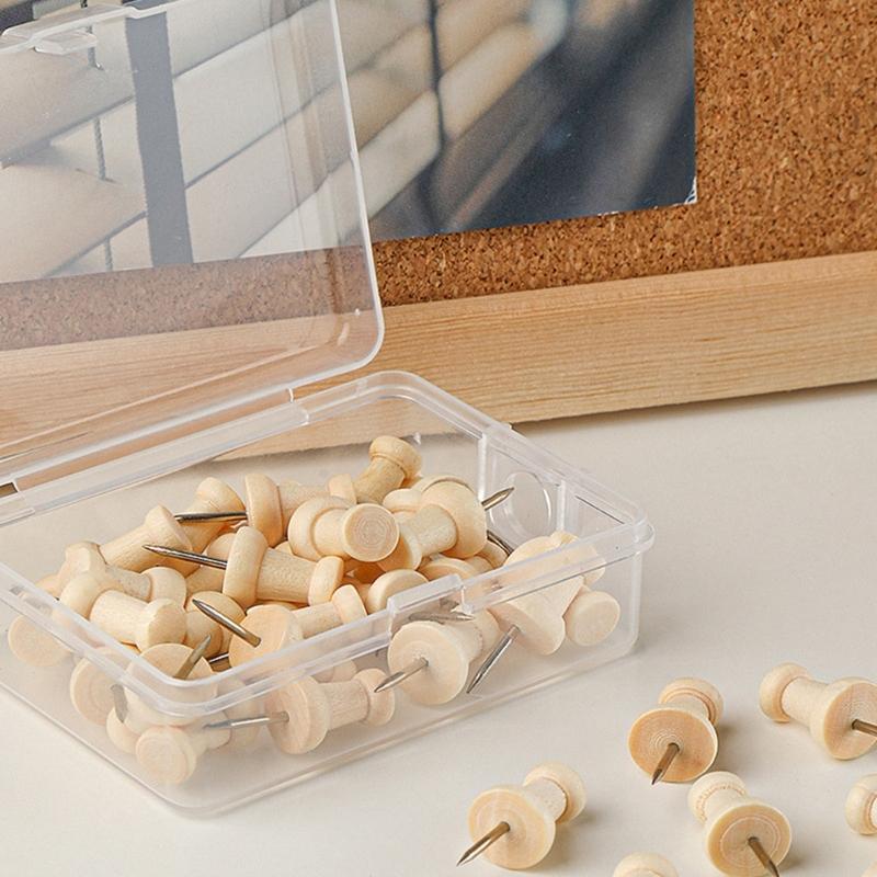 Map Thumb Tacks Map Pins Wood Plastic Materials Wooden Head Colorful with Metal Points Suitable for Craft Projects