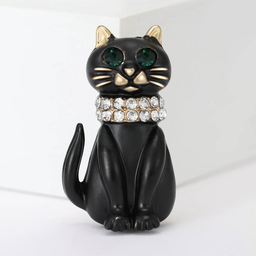 Enamel Cat Pin for Women Unisex Rhinestone Cats Brooch Kitten Lapel Pins Banquet Party Backpack Gifts Jewelry Accessories
