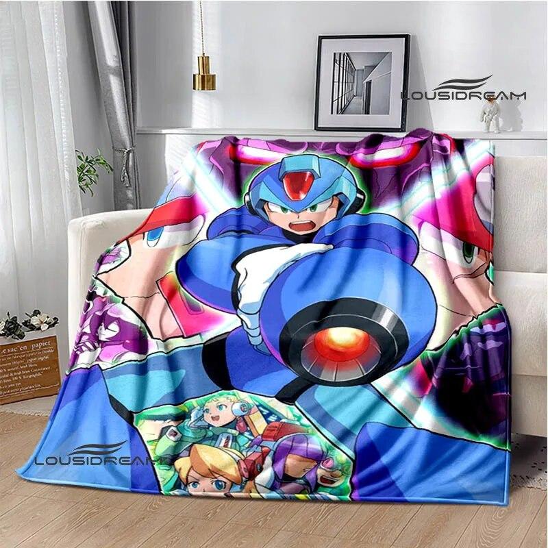 Rockman Game Cartoon Printed Blankets Warm Blanket Soft and Comfortable Home Travel Bed Blanket Picnic Blanket Birthday Gift
