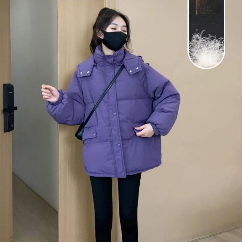 

Свободная утепленная куртка-пуховик с капюшоном, зимняя новая тонкая куртка-хлеб XL