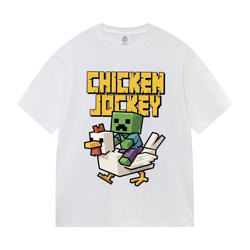Game Chicken Jockey Funny Graphic T Shirt Men Fashion Cosplay O-Neck Clothing T-shirts Y2k Unisex Retro Oversized Cotton T-shirt