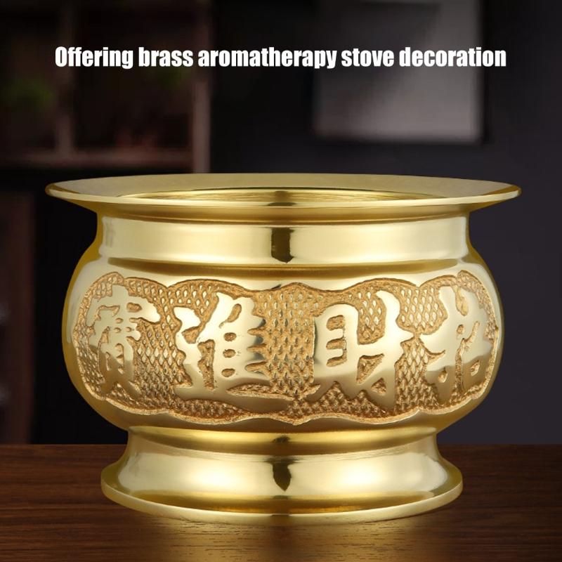 Antiqued Brass Incenses Burners Offering Bowl Worship Incenses Stick Holder for Meditations Chinese Temple Censers
