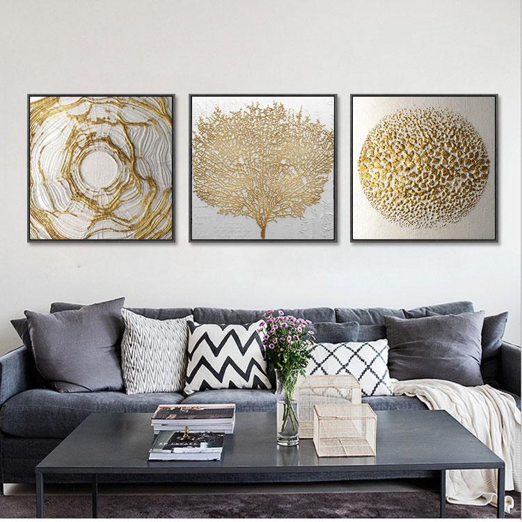Abstract Gold Foil Painting Big Tree Poster Wall Art Canvas Printing Modern Painting Living Room Hotel Home Decoration Picture
