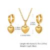 18K Gold Platinierter Edelstahl Herz Schmuckset für Damen Mädchen, Liebesherz Anhänger Halskette Creolen Wasserdicht