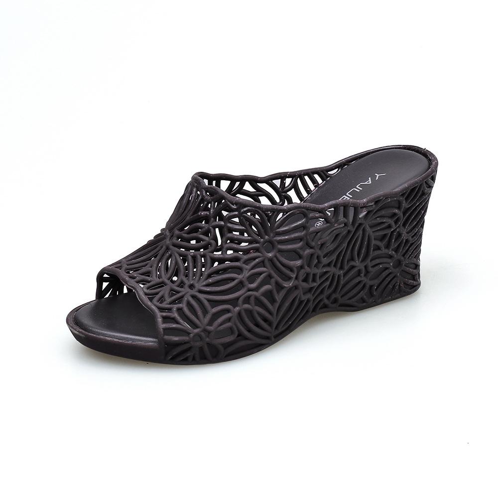 Retro Summer Wedge Shoes for Women's Sandals Open Toe Platform Hollow Flowers Retro Lady High Heel Casual Non-slip Female Sandal