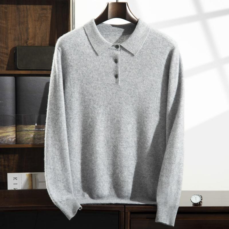 POLO neck cashmere sweater 2025 new flat middle-aged Korean version loose pullover sweater