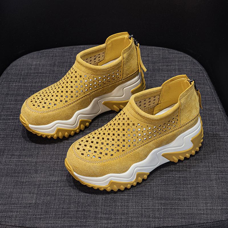 

Дышащие сандалии женские летние сандалии с перфорацией повседневная модная универсальная внутренняя танкетка с полыми отверстиями женская обувь 33