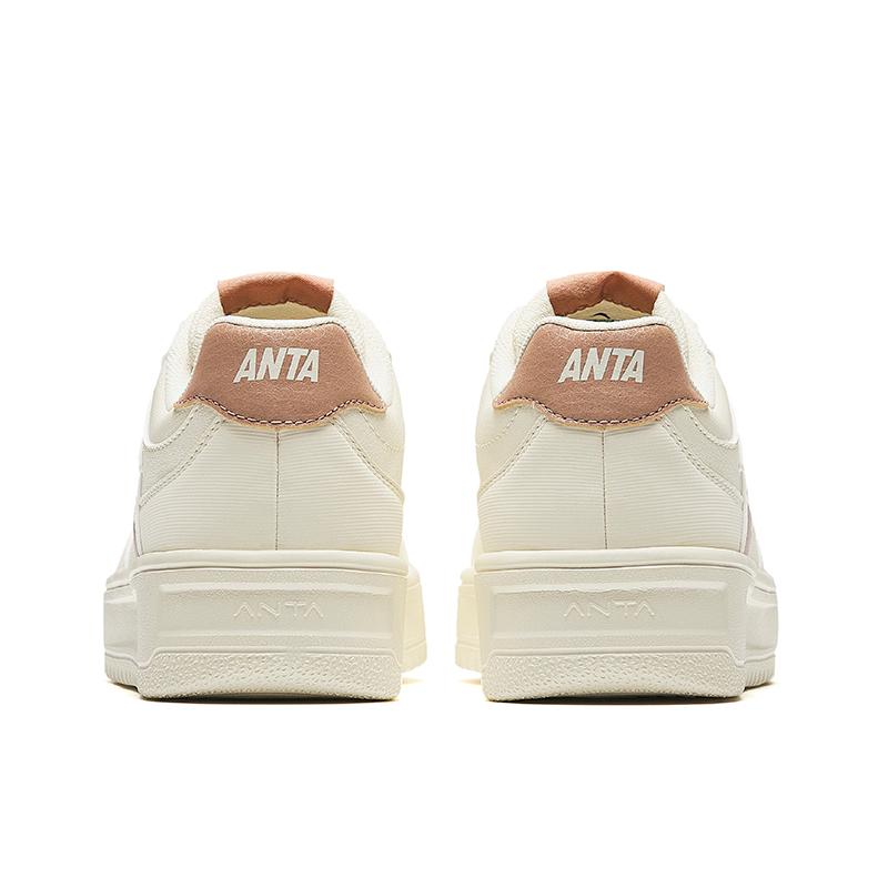 New Anta Anti-Slip And Wear-Resistant Breathable Low-Top Skateboard Shoes Women's Beige Red 922528003Q-2