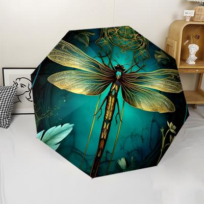 8-Rib Dragonfly Folding Umbrella | Automatic Opening, Durable Iron Frame, Fashionable Pongee Cloth, Suitable for All Seasons O