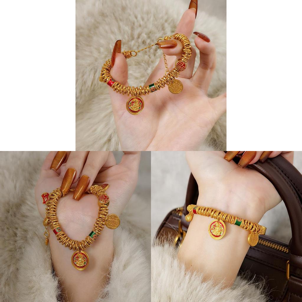 Traditional Copper Pendant Bracelet With Gold Plating For Women Gift Ethnic Style