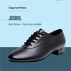 Men's Modern Low Heel Dance Shoes, Shiny Leather, Soft Fur Sole, Black & White
