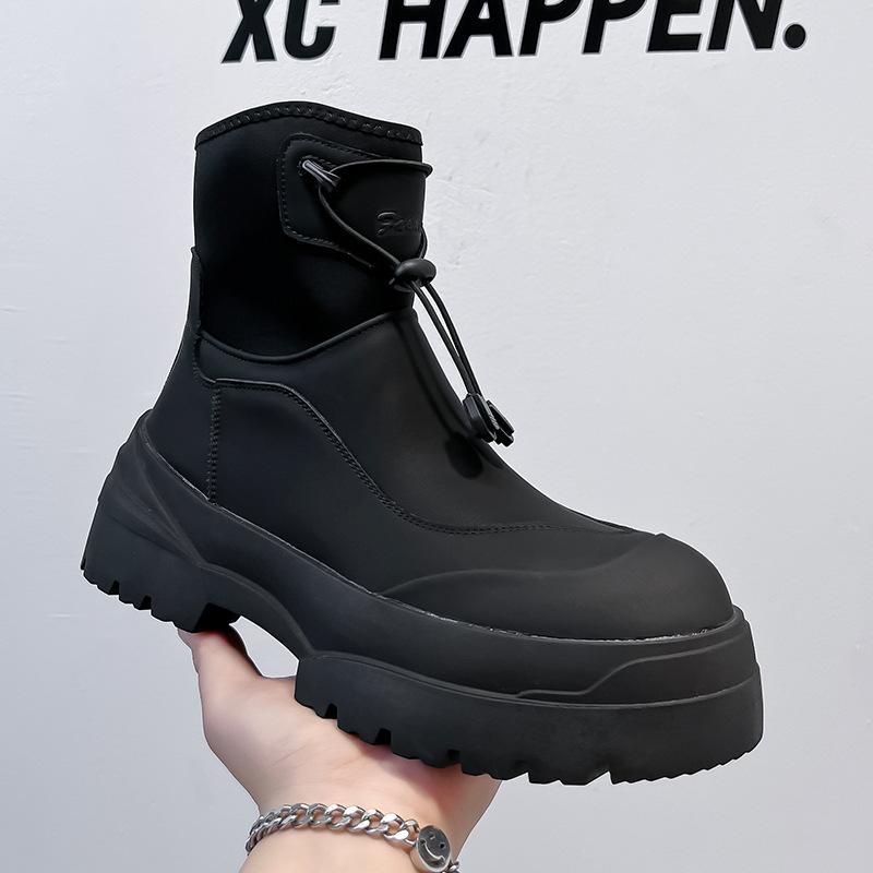 

Британские платформенные ботинки Martin мужские с увеличенной подошвой, ветрозащитные, с большой головой, рабочие ботинки, уличные зимние ботинки 4722-A 38 чёрный