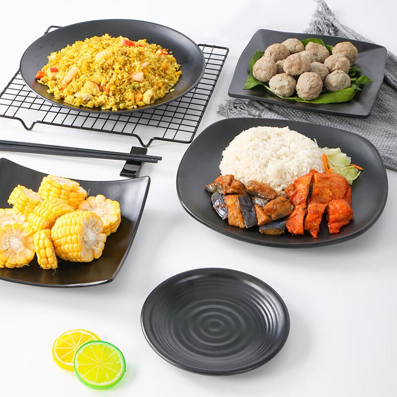 Jiuyue Mei Black Melamine Round Hot Pot & BBQ Serving Plate