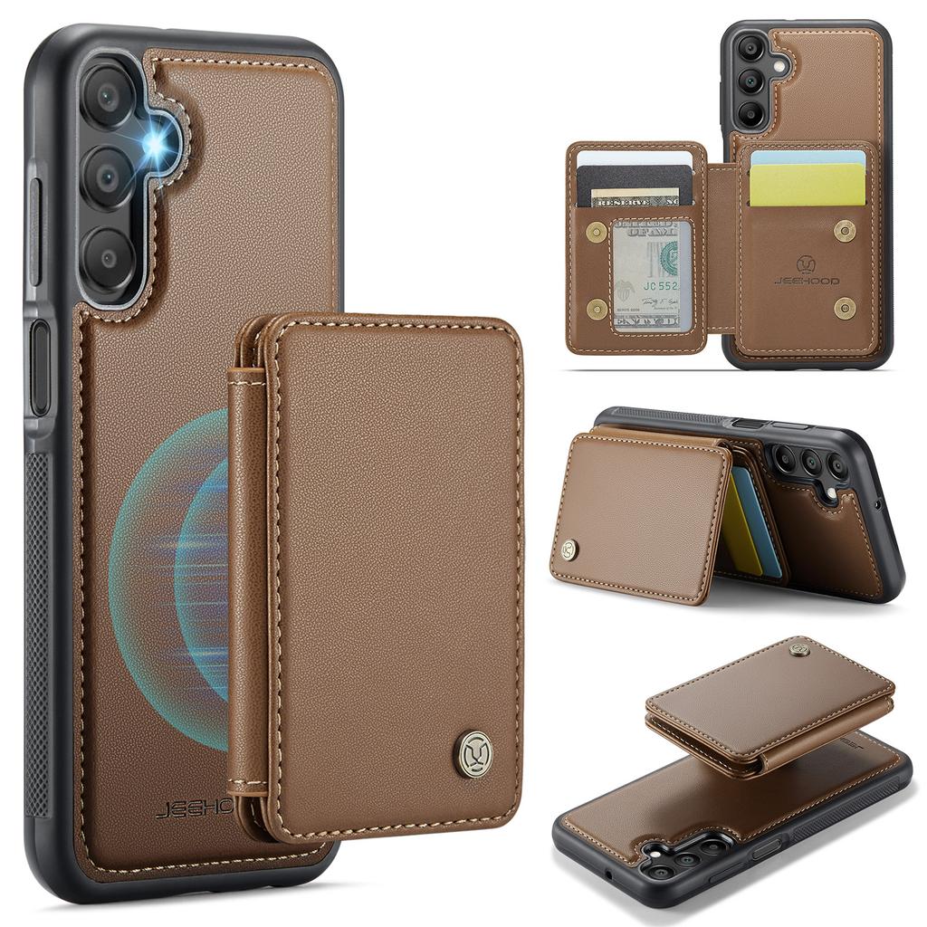 JEEHOOD J05 For Samsung Galaxy A15 4G/5G Case Leather Mobile Cover with Detachable Magnetic Card Bag