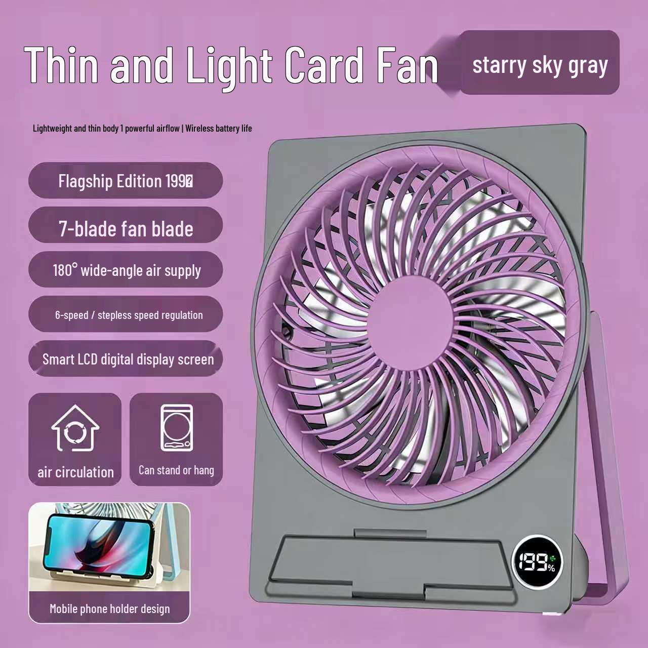 

Portable Slim Desk Fan: Silent, Strong-Wind, Ideal for Students & Office Use 18.5 x 13.5 cm