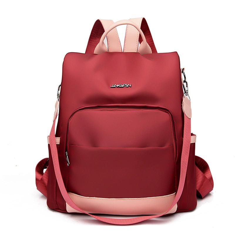 Letter Patched Backpack for Women, Simple Plain Large Capacity Travel Backpack, Anti-theft Convertible Casual Shoulder Bag