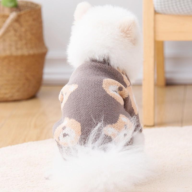 Cardigan de lux haine calde de iarnă pentru câini Pulovere pentru câini pentru câini de talie mică Manta pentru cățeluș cu imprimeu de urs Hanorac pentru animale de companie Pulover tricotat Bichon