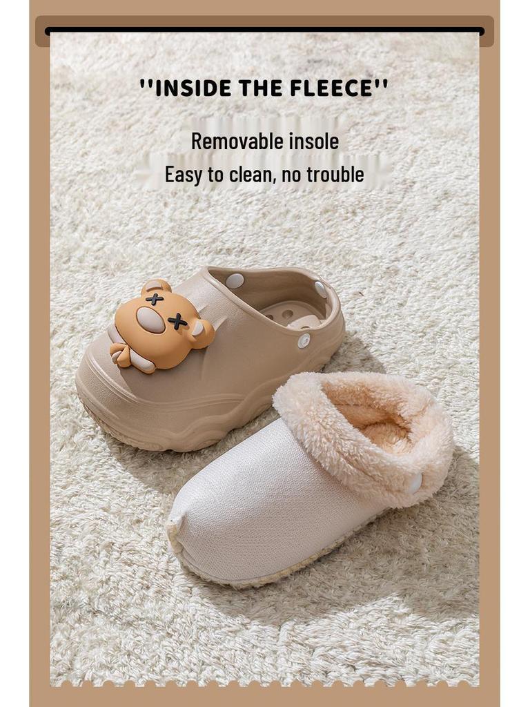 Cozy Waterproof Cotton Slippers for Kids: Warm, Velvet-Lined, EVA, Detachable, for Boys and Girls, Big Kids & Toddlers, Parent-Child Matching