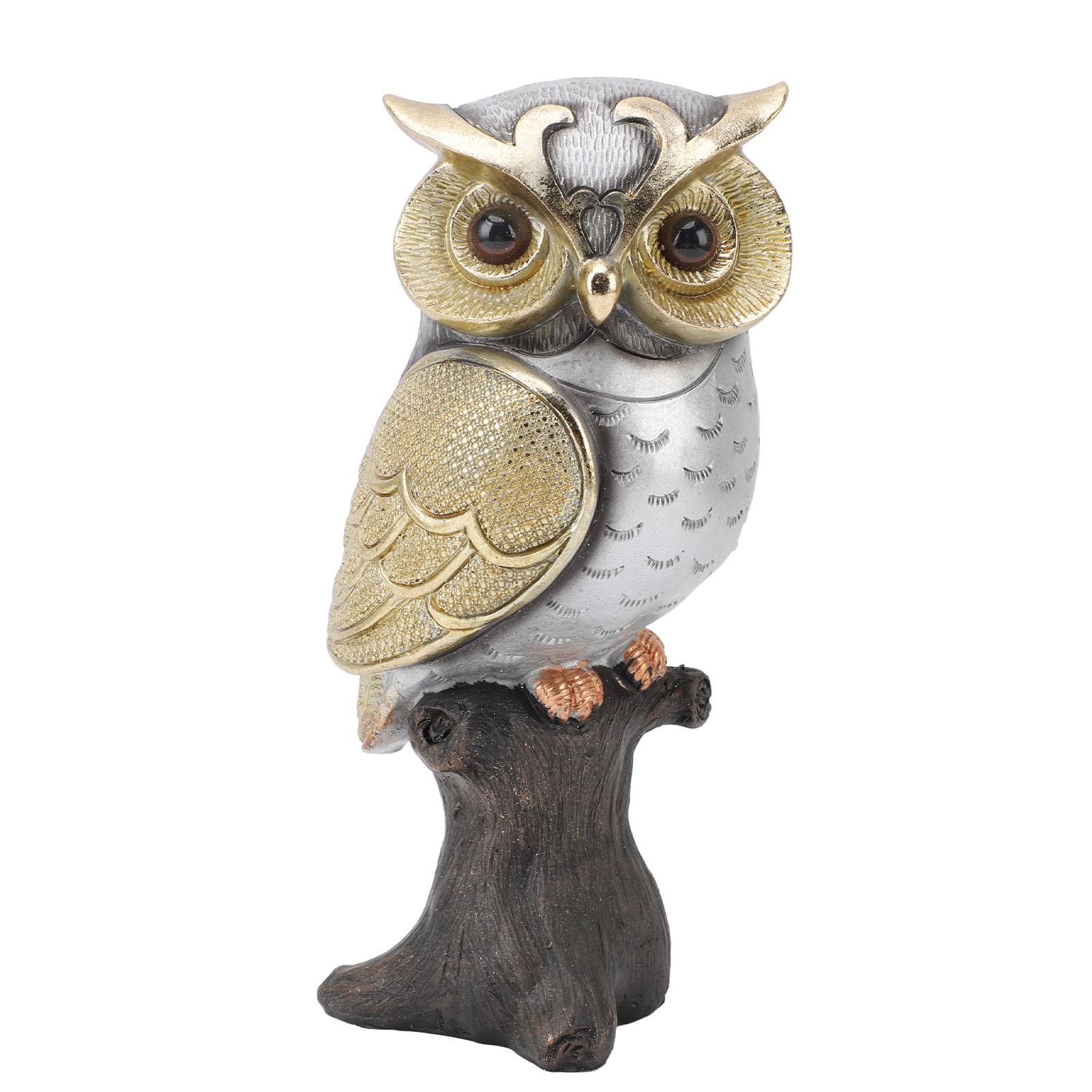 

Фигурка совы Статуэтка Смола Скульптура совы Стоящая на пне для украшения дома, крыльца, патио, лужайки, двора