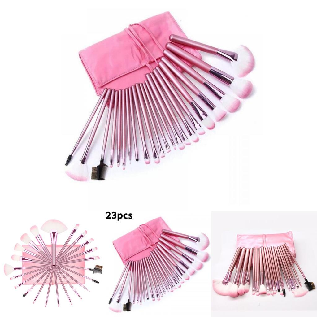Make-up Pinselset 22tlg. Mit Tragbarer Rosa Pinselrolle Zum Verblenden Und Für Detailarbeiten