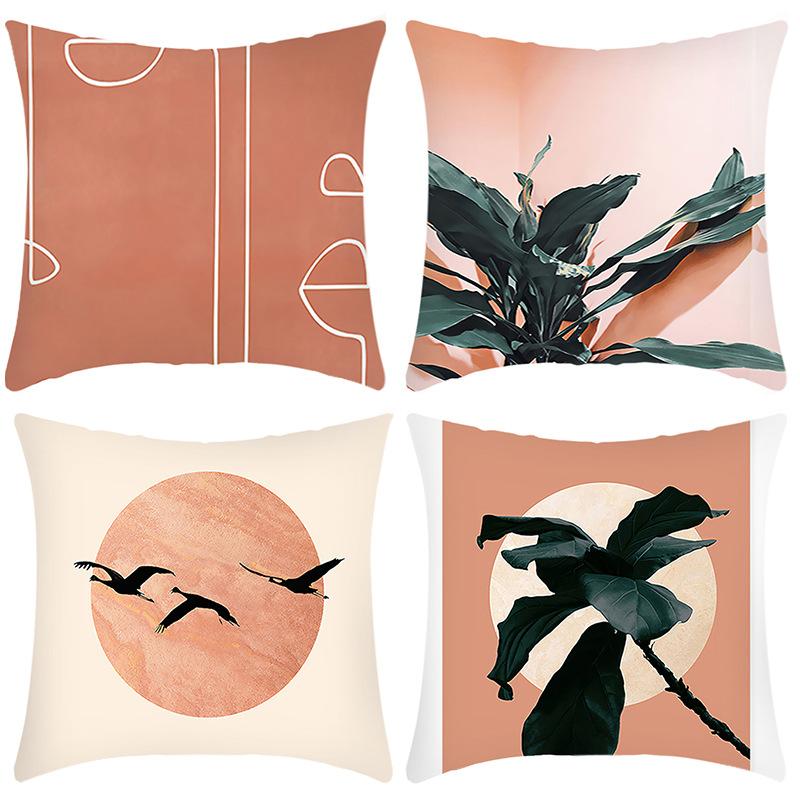 New Artistic Abstract Print Plant Print Pillowcase Home Sofa Cushion Cover