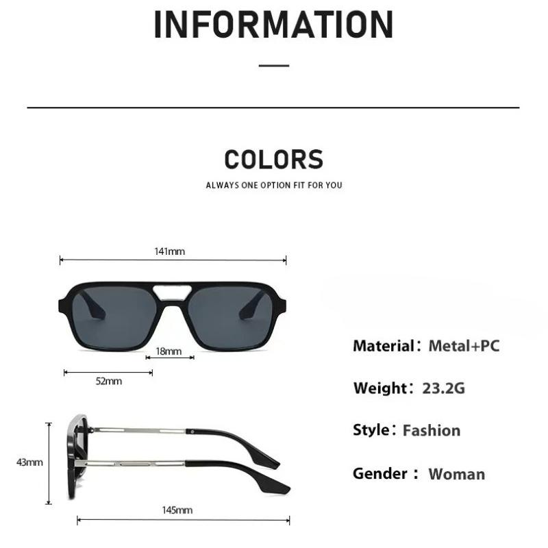 Double-bridge Frame Double-bridge Sunglasses for Women Outdoor UV400 Protection Sun Glasses Men's Retro Square Driving Goggles