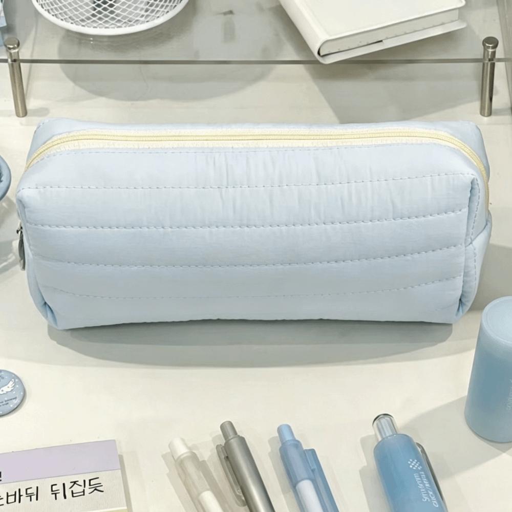 Portable Cream Color Pencil Case Multi-functional School Storage Bag  Office Use