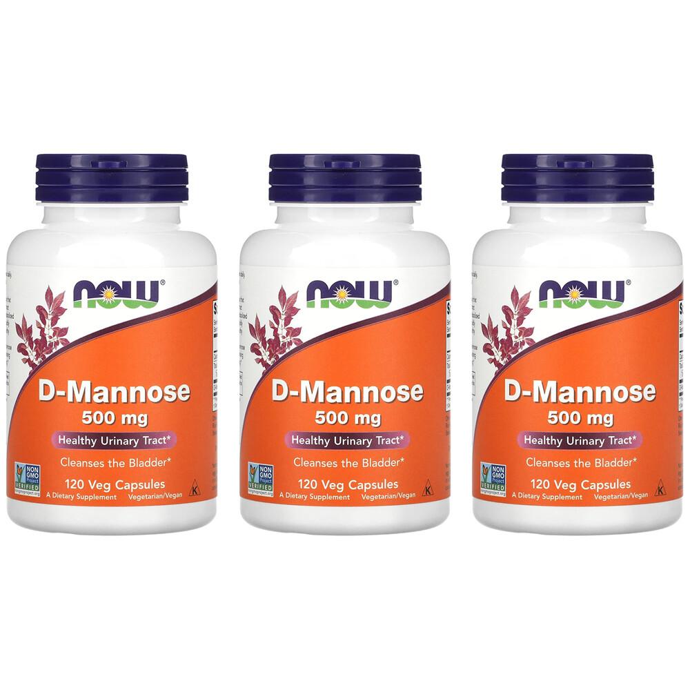 

Now Foods D-Mannose 500mg Veg Capsules, 120 Count - 3 Pack 120 pcs - 3 ea