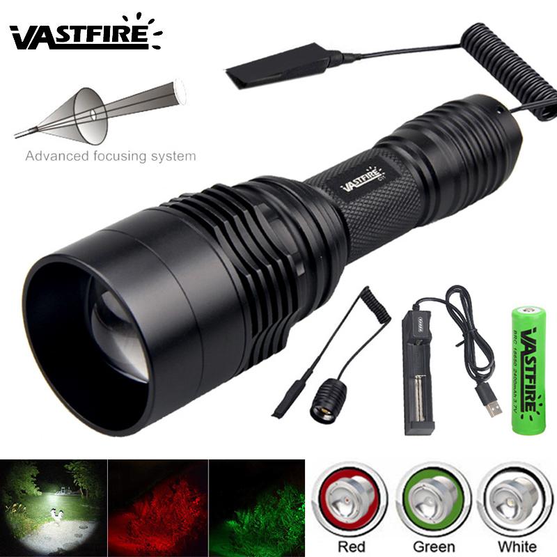 3in1 Multicolor Zoom Flashlight Tactical White/Red/Green Lighting Flashlight Torch Zoomable Outdoor Hunting Hiking Camping Torch