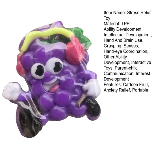 Cartoon Fruit Squeeze Toy Anxiety Relief Sunglasses Durian Skateboard Banana Guitar Eggplant Grape Sensory Fidget Toy Party