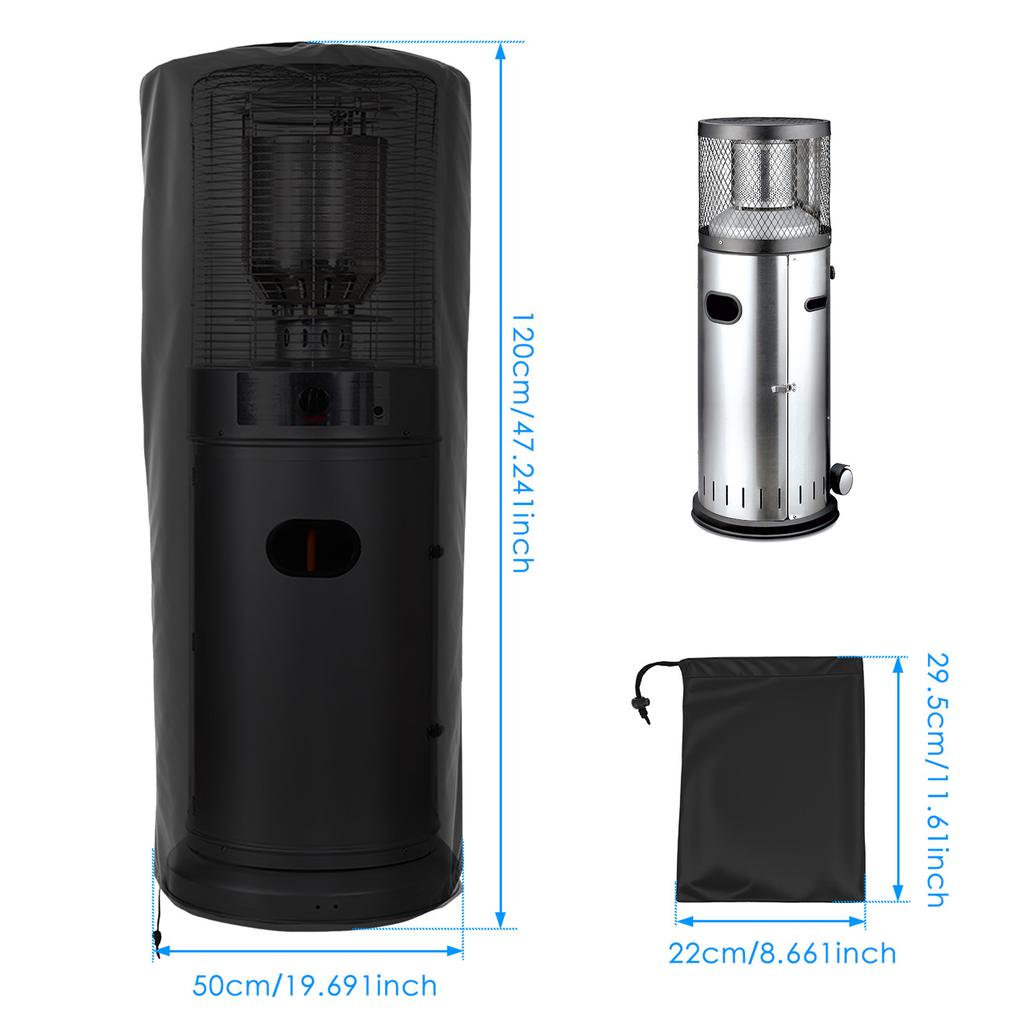 Patio Heater Cover Waterproof Outdoor Patio Heater Protective Dust-Proof Cover with Zipper and Drawstring Heavy-Duty