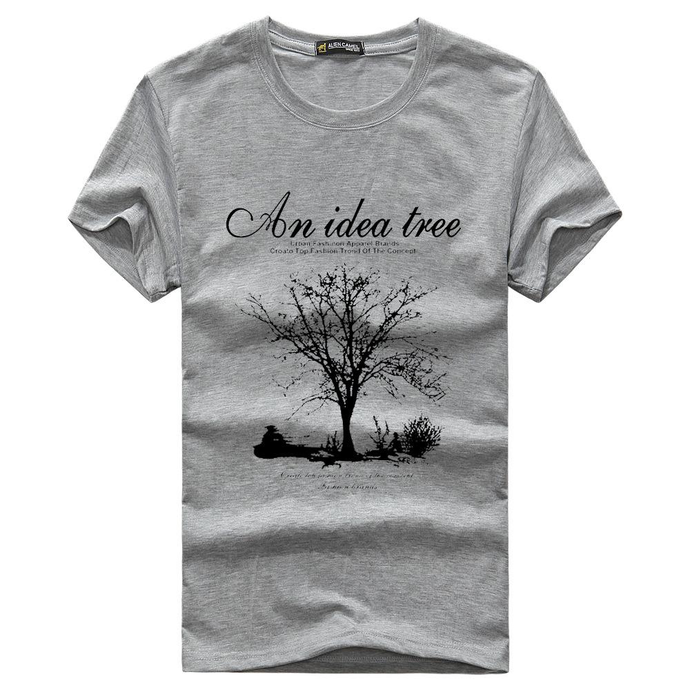 

QICED Летняя футболка с короткими рукавами, мужская футболка с круглым вырезом и трендовым низом XXL серый