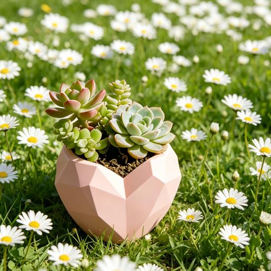 Fun Shaped Flower Pot Geometric Heart Shape Flowerpot, Decorative for Indoor Charming Plant Container Outdoor, Creative Love Planter Home Garden