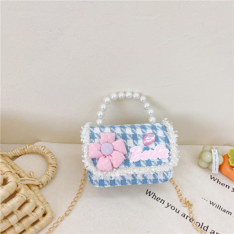 Kids Chain Shoulder Crossbody Bag With Flower And Artificial Pearl Design Handle
