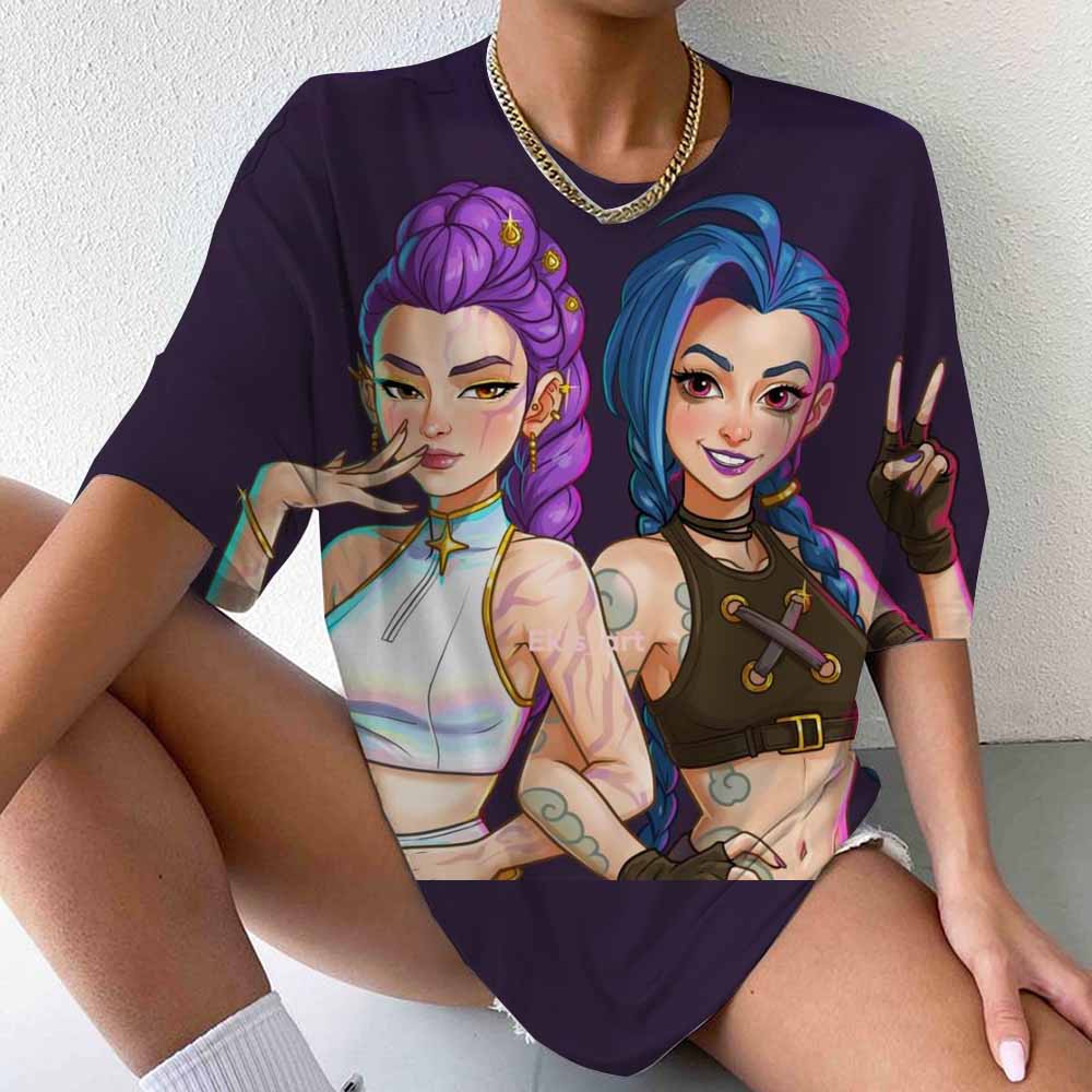Tricou Y2k anii '90 grup Kpop vânătoare de vrăjitoare pentru femei cu mânecă scurtă, tricou cu model pentru femei, tricou cu gât rotund, îmbrăcăminte la modă