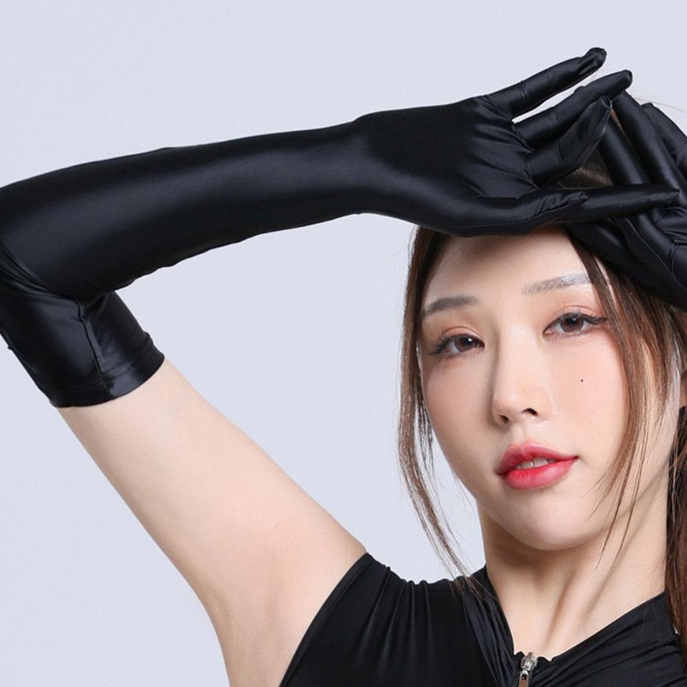 52cm Woman High Stretch Sexy Oil Smooth Glvoes Night Club Party Long Gloves Sun Protection Hand Dance Stage Performance Cosplay