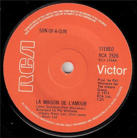 

7inch Record SON-OF-A-GUN - La Maison De L Amour RCA2526 RCA Victor 1975 UK Rock Used