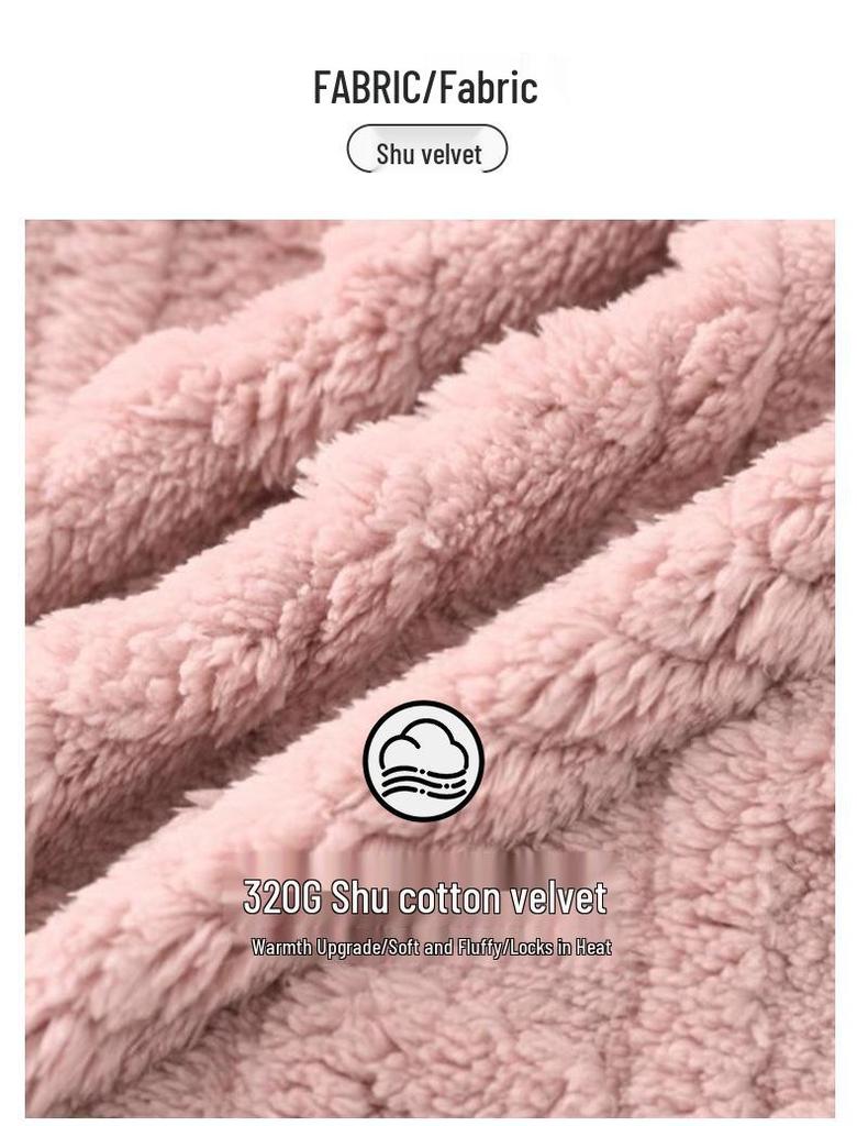 Women's Extra-Long Hooded Flannel Coral Fleece Bathrobe: Warm and Thickened for Couples