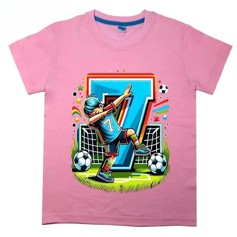Summer Fashion Football Boy Cartoon Print Childrens Tshirt New Summer Style 100 Cotton Breathable Shortsleeved Shirt