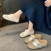 New Style of Semi-slipper Shoes with Woven Hollowed-out Toe Caps and Thick Soles for Lazy People To Wear on One Foot