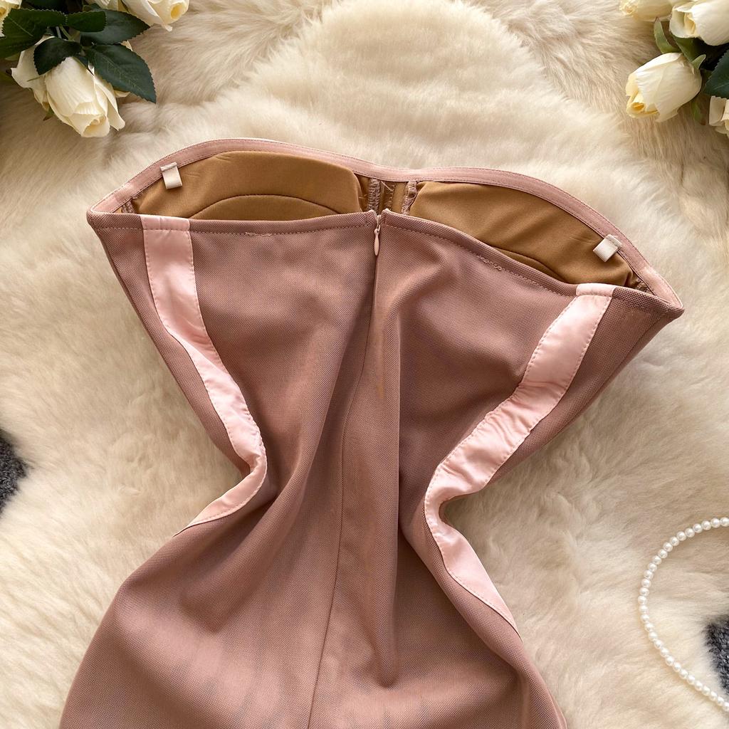 Summer Women Sexy Strapless Lace Patchwork Club Party Mini Short Slim Bodycon Pencil Dresses