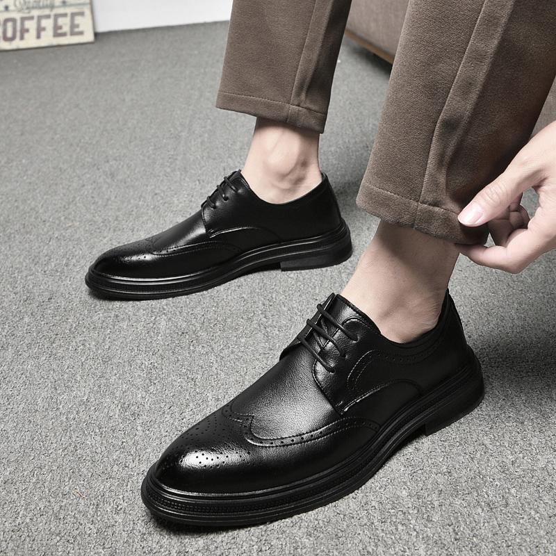 Fashion Casual Business Men's Leather Shoes Vintage Classic Gentleman Style Groom's Wedding Leisure Party Daily outdoor shoes Brogue