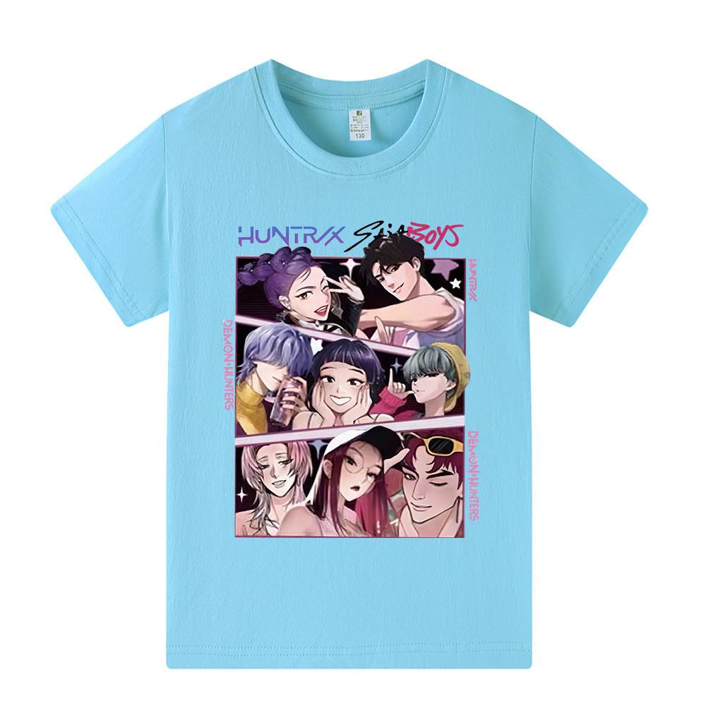 A1224 Kids Boys Girls Kpop Rumi Zoey Mira Print Short Sleeves T-shirt